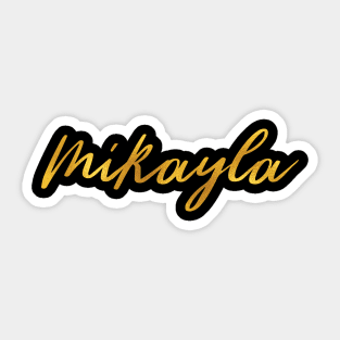 Mikayla Name Hand Lettering in Faux Gold Letters Sticker